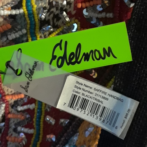 Black Tribal Beaded Handbag, NWT - Picture 5 of 6